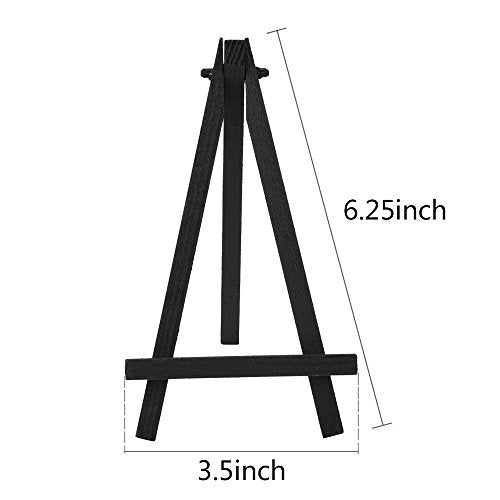 EBOOT 12 Pack 6.25 Inch Black Mini Wood Easels, Small Display Easel Stand for Painting Canvases, Art and Crafts, Tripod, Painting Party, Students Tabletop Easels, Portable Canvas Picture Sign Holder