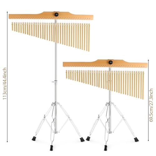 EASTROCK 36 Note Chimes Single-row Bar Chimes Height-Adjustable Stand Gold - color: 36note Gold