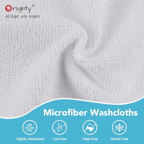 Orighty Washcloths Bulk, 200 Pack Microfiber Face Towels, 12x12 Inch White - color: White
