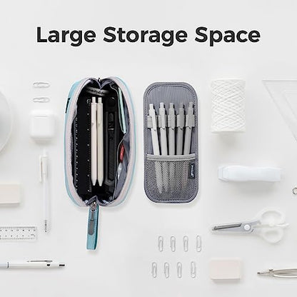pack all Large Pencil Case, Multi-Compartment Pencil Pouch with Zipper | Large Capacity, Removable Compartment, Durable Fabric, Smooth Zipper, Multi-use for Pens, Stationery & Makeup, Blue - color: Blue