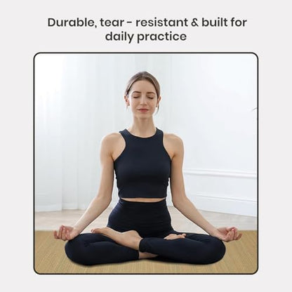 LFH Home Handmade Straw Yoga Mat For Exercise, Workout, Fitness - Perfect Heavy Quality Eco Friendly Natural Straw Reversible Yoga Mat for Men & Women - 72x24 Inch - color: White