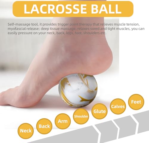Massage Ball, Lacrosse Ball for Trigger Point Therapy | Deep Tissue, Myofascial Release, Sore Muscle Relief Massager for Neck, Shoulder, Back, Foot or Muscle Tension - color: Gold