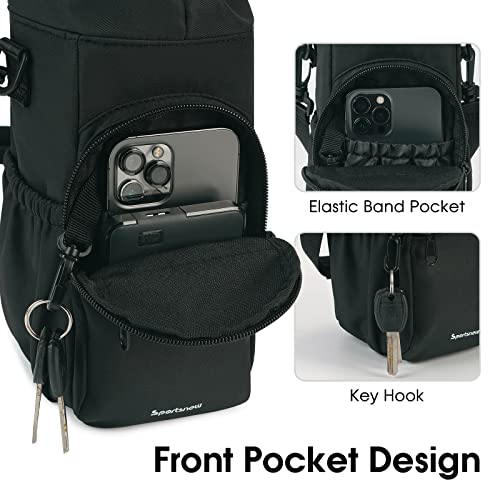 sportsnew Grey Yoga Gym Bags for Women with Shoes Compartment and Wet Dry Storage Pockets with 32oz 40oz Water Bottle Carrier Bag Insulated Water Bottle Pouch Holder with Adjustable Shoulder Strap Bla