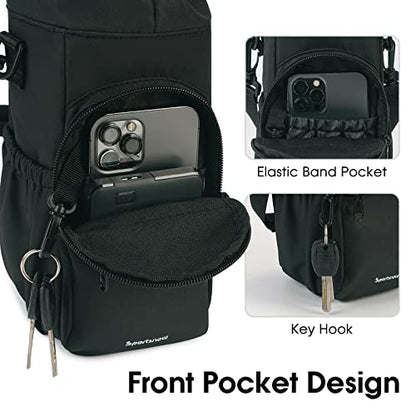 sportsnew Grey Yoga Gym Bags for Women with Shoes Compartment and Wet Dry Storage Pockets with 32oz 40oz Water Bottle Carrier Bag Insulated Water Bottle Pouch Holder with Adjustable Shoulder Strap Bla