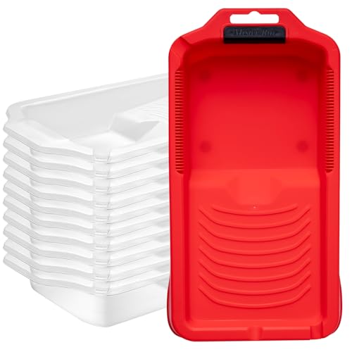 Mister Rui Paint Tray 4 Inch, 11 Pack, Plastic Tray with 10 Liners | Textured Disposable Paint Pan Liners for Quick Cleanup. Ideal for Small Projects, Trim and Touch-Ups on Walls and Furniture - size: 4 Inch, 11 Pack