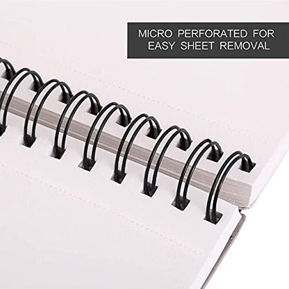 Bachmore 8.5"x11" Hardbound Sketchbook, Left Spiral Sketch Pad with Hardcover, Perforated and Durable Acid Free Drawing Paper, Ideal Art for Adults, Artist Pro & Amateurs