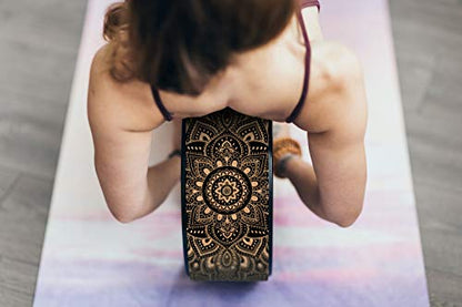 YOGA DESIGN LAB | THE YOGA WHEEL | Eco Printed, Extra Strength, Padded, Dharma Exercise Wheel | Designed in Bali | Enhance Your Postures and Stretch Deeper (Mandala Black,)
