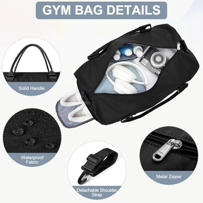 Gym Bag Womens with Shoes Compartment Travel Duffel Bag Black - color: B1-Balck+Toiletry Bag