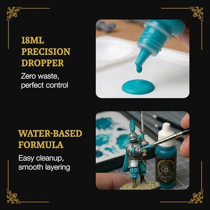 Ludus Bellum Miniature Paint Turquoise Color 18ml Precision Dropper Bottle | Professional Acrylic Paint for Miniatures & Models, Provides Quality Acrylic Tones and Shades for Warhammer 40K D&D Figures - color: Turquoise