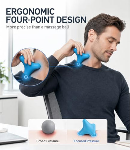 Trigger Point Massage Tool, 3" × 2.6", Deep Tissue Manual Massage Ball for Muscle Knots & Myofascial Release, Physical Therapy Tool for Plantar Fasciitis, Foot Hand Hip & Back Soreness Relief - color: Blue