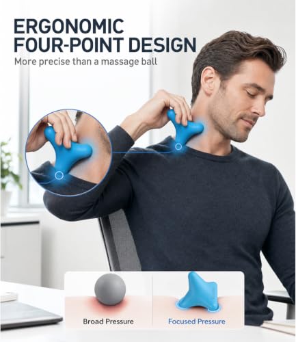 Trigger Point Massage Tool, 3" × 2.6", Deep Tissue Manual Massage Ball for Muscle Knots & Myofascial Release, Physical Therapy Tool for Plantar Fasciitis, Foot Hand Hip & Back Soreness Relief - color: Blue