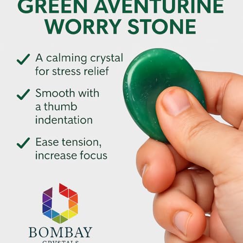 Natural Polished Thumb Palm Crystal for Meditation, Green Aventurine Worry Stone for Stress Relief, Anxiety Support & Pocket Reiki Healing - color: Green Aventurine