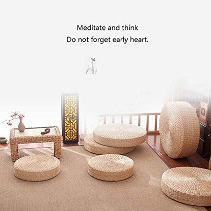 HUAWELL 2 Pack Tatami Floor Pillow Sitting Cushion Bigger Size,Round Padded Room Floor Straw Mat for Outdoor Seat (Dia: 19.7) - style: 19.7 Inch