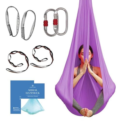 Aerial Yoga Hammock Swing, 4.5 Yards, Aerial Silks with Hardware - color: Lavender, size: 4.5 yards