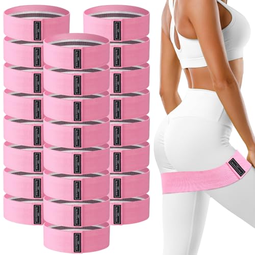 24 Pcs Fabric Resistance Bands for Working Out Strength Exercise Bands for Women Men Resistance Loop for Legs and Butt, Yoga, Pilates, Rehab, Fitness and Home - color: Light Pink, style: Light Resistance