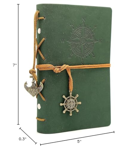 EvZ 7-Inch Refillable A6 Binder Notebook - Premium Vegan Leather Personal Planner, Eco-Friendly Journal with 6-Ring Loose-Leaf System for Writing, Business, and Creative Sketches, Dark Green - color: Dark Green, size: 7 Inches