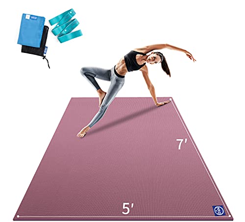 MRO Extra Large Yoga Mat, 12'x6'/9'x6'/7'x5'/6'x4' (9MM) - color: Purple, size: 7*5 FT