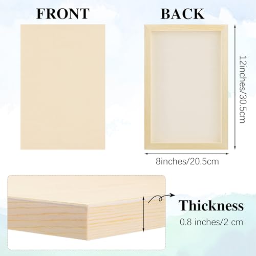Aodaer 8 Pack Wood Panels 8 x 12 Inch Wooden Panels Canvas Unfinished Craft Wood Boards Panels for Art Crafts Acrylic and Oil Painting Pouring DIY Projects - size: 8 x 12 Inch