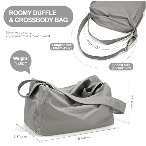 Small Gym Bag with Shoe Compartment, Workout Sport Duffle Bag for Women Travel, Waterproof Shoulder Overnight Bags Lightweight Carry on Tote Bags for Swim, Yoga, Dance - color: A-Grey, size: Small