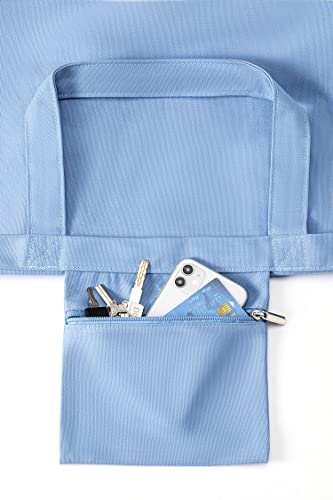 Moyaqi Canvas Tote Bag with Yoga Mat Carrier Pocket Carryall Shoulder Bag for Office, Workout, Pilates, Travel, Beach and Gym - color: Blue