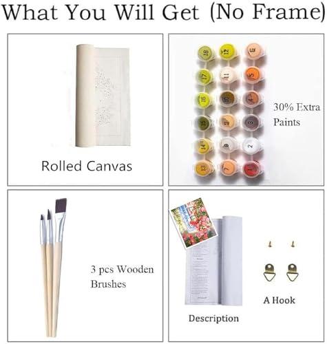 ZRIZQ Paint by Numbers Kit for Adults Beginner,Flowers Window,16x20 | Full set with wooden brushes,rolled canvas,rich paints.Calming activity.Beginner friendly.Just open and paint. - color: 16"X20"Rolled Canvas(Frameless)-Flowers 14