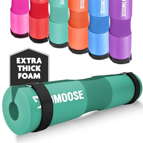 DMoose Fitness Barbell Pad for Hip Thrust, Squat & Lunges - Non-Slip Thick Foam Cushion for Neck and Back Support with Two Straps - Hip Thrust Pad for Leg Day - Fits All Olympic Bars and Smith Machine - color: Cyan