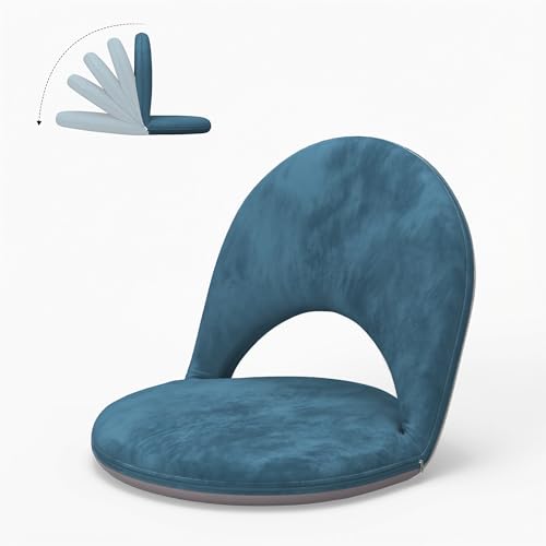 Floor Chair, 5-Position Foldable Floor Chair for Kids with Adjustable Back, Soft Sponge & Velvetean Cover, for Adults and Kids, Indoor Outdoor Use, Meditation, Gaming, Camping(Blue) - color: Blue