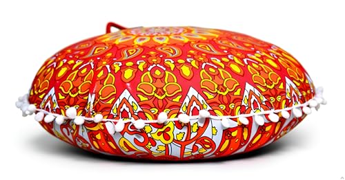 Large Round seat Floor Cushion Chair Ottoman Cover Pouf Pillow Meditation Floor Cushions for Adults Seating pouffe Ottoman Throw Covers Craft Room Furniture for Sitting Cover 22 Inches (Orange) - color: Orange