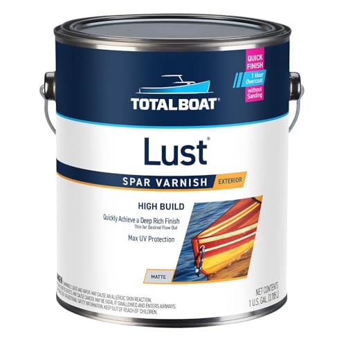 TotalBoat Lust Marine Spar Varnish for Boats & Wood - Matte Gallon | Oil-Based Polyurethane Finish; High Build; UV Inhibitors; Wooden Boats, Yacht Brightwork, Furniture & Interior/Exterior Wood - color: Matte, size: Gallon