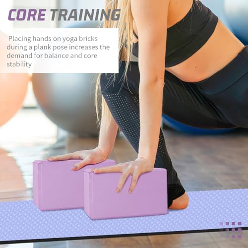 biguphate 2 Pack Yoga Blocks, 3"x6"x9" Beveled Edges Non-Slip, Yoga Bricks - color: 2PACK-369-Light Purple, size: 9x6x3IN