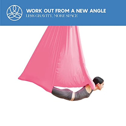 Aerial Yoga Hammock Swing, 4.5 Yards, Aerial Silks with Hardware - color: Pink, size: 4.5 yards