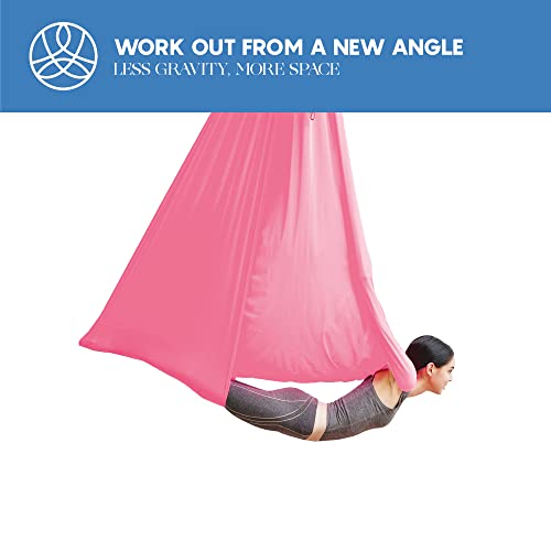 Aerial Yoga Hammock Swing, 4.5 Yards, Aerial Silks with Hardware - color: Pink, size: 4.5 yards