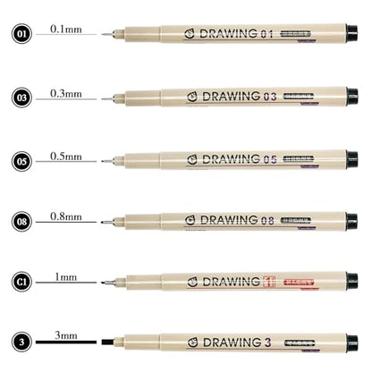 Micro Fineliner Pens, 6 Pack Micro Pen Set Black, Technical Drawing Pens for Artist No Bleed Calligraphy Pens, Archival Ink Brush Pen Art Pens for Journaling, Illustration, Sketching, Anime - color: 6