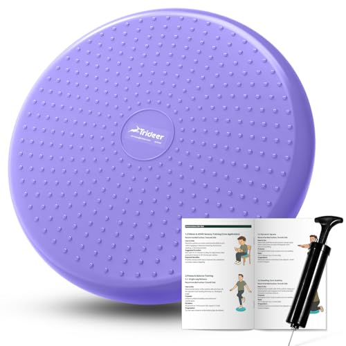 Trideer Wobble Cushion Core Balance Disc, Flexible Seating for Classroom Elementary, Wiggle Seat for Sensory Kids, Balance Pad with Inflation Pump - color: 34CM Light Purple
