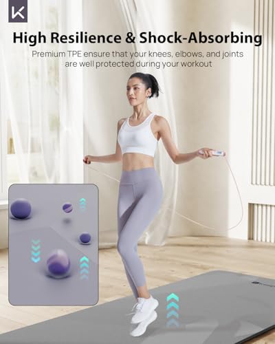 KEEP Extra Wide Yoga Mat, 7mm Thick 72" x 32" Exercise Mat | 7mm thick Extra wide yoga mat with carry strap for home workout, yoga, exercise and Pilates - color: Classic Grey
