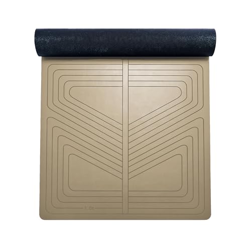 agoy PRO+ WARRIOR - Premium Non-Slip Yoga Mat – Eco-Conscious Design - PU Mat With Wet/Dry Grip+ - Focus Alignment - Lazer-Etched Technology - A Portable Standard Size Mat for All Styles of Yoga - color: TAUPE