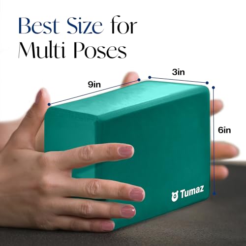 Tumaz Non-Slip Yoga Blocks，High-Density EVA Foam 2 Pack for Yoga & Pilates | High-Density Support | Lightweight | EVA Foam | Non-Slip Stability | Free Yoga E-Book - color: green-2ps
