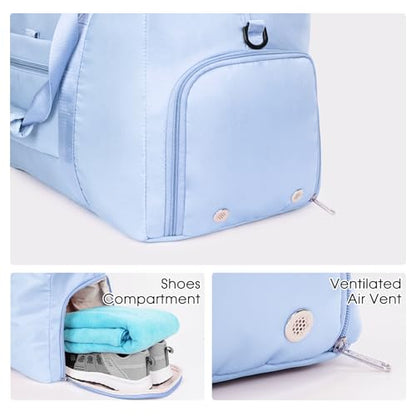 Ceneda 20" Gym Bag for Women with Wet Pocket & Shoe Compartment, Lightweight Duffel Waterproof Carry On Duffle for Travel, Yoga, Overnight (Light Blue) - color: Light Blue