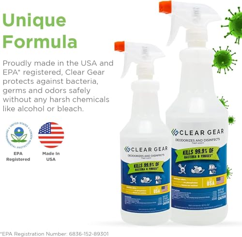 Clear Gear Gym Disinfectant, Yoga Mat Cleaner 16 Oz and 32 Oz Spray Bottles | Equipment, Protective Gear and Facilities, Hospital Grade Disinfectant, Mixed Pack Gym Cleaning Supplies - style: Mixed Pack