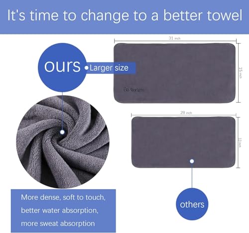 Microfiber Gym Towels Bigger Size Super Soft for Exercise Fitness, Sports | Highly Absorbent Workout Towel, 380-GSM 15 x 31-Inch Quick-Drying Yoga Towels (3 Pack, Pure Teal+Pink+Grey) - color: Pure Green+pink+grey, size: 3P-15x31 inches