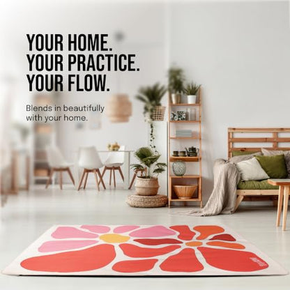 gogoKIWI Hot Yoga Mat Towel for 6 x 4 ft Mats, Fauve Red & Pink - color: Fauve Red & Pink