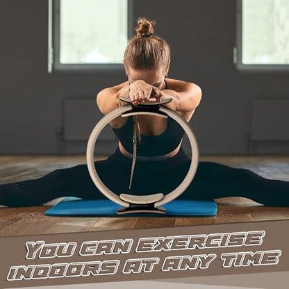 Syhood Pilates Ring 11. 81 Inch Pilates Circle Yoga Ring Magic Lightweight Flexible Workout Equipment for Fitness Physical Therapy Resistance Exercise Arms Legs - color: Beige