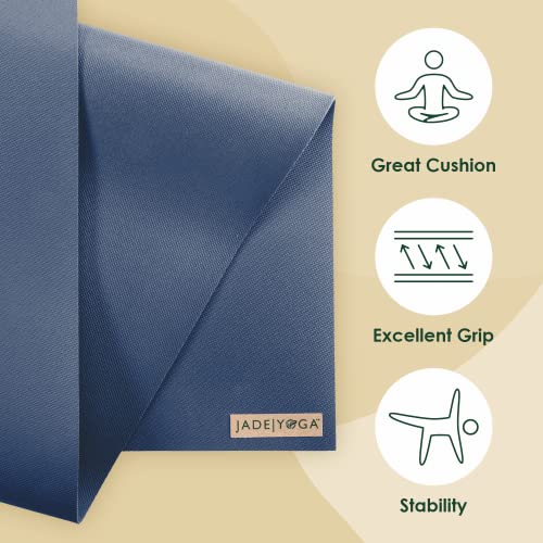 JadeYoga Harmony Yoga Mat - Durable & Thick Gym Fitness Mat, Non-Slip Natural Rubber Yoga Mat - Home Exercise & Stretching Mat, Workout Mat - Yoga, Pilates & Meditation for Women & Men