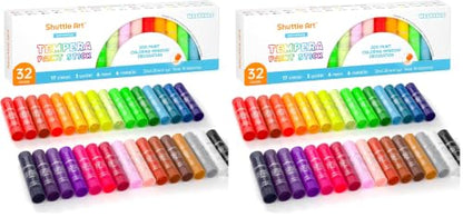 Shuttle Art Tempera Paint Sticks 32 Colors, Kids Safe, Washable Mess-Free (Pack of 2) - color: Multicolor