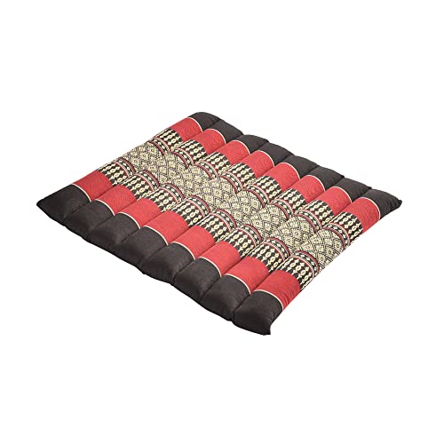 Zafuko Rollable Cushion - Black/Red - organic Kapok filling, use rolled or flat for yoga and meditation, lightweight, great car or seat cushion