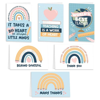 24 Teacher Thank You Cards with Envelopes Teacher Appreciation Cards Bulk - style: Boho Classic