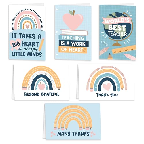 24 Teacher Thank You Cards with Envelopes Teacher Appreciation Cards Bulk - style: Boho Classic