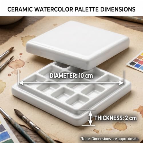 12 Grids Ceramic Palette - Durable Mixing Tray for Watercolor, Gouache, Acrylic, and Oil Paints