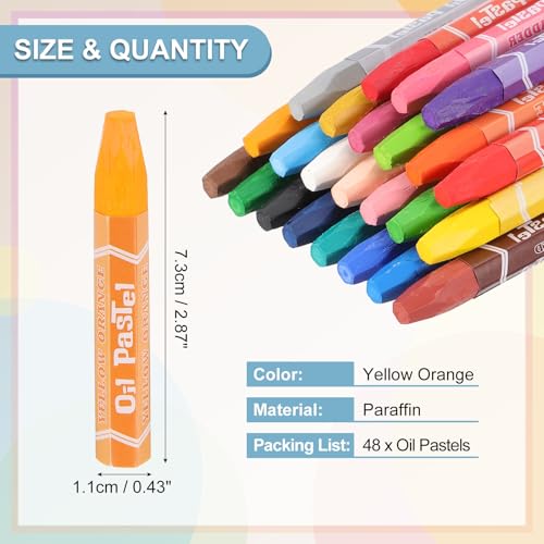 PATIKIL Yellow Orange Oil Pastels, 48Pcs Soft Oil Crayons Pastels Stick Vibrant and Creamy Art Supplies Bulk for Artists Beginners Art Painting Drawing Blending Graffiti Gallery - color: Yellow Orange