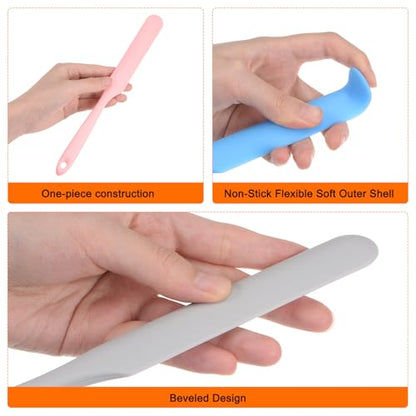HARFINGTON 2Pcs Silicone Spatula Scraper 9.45" Reusable Non-Stick Flexible Spatulas for Epoxy Resin Liquid Paint Arts DIY Crafts, Pink - color: Pink
